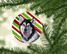 Load image into Gallery viewer, Alaskan Malamute Candy Cane Holiday Christmas Ornament - Round Ceramic Ornament – Artist-Designed Keepsake Decoration SC9490CO1