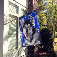 Load image into Gallery viewer, Alaskan Malamute Winter Snowflakes Holiday Flag Canvas House Size SC9491CHF