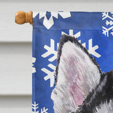 Load image into Gallery viewer, Alaskan Malamute Winter Snowflakes Holiday Flag Canvas House Size SC9491CHF