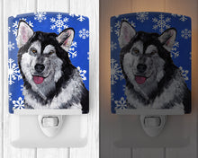 Load image into Gallery viewer, Alaskan Malamute Winter Snowflakes Holiday Ceramic Night Light SC9491CNL