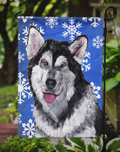 Load image into Gallery viewer, Alaskan Malamute Winter Snowflakes Holiday Garden Flag – Decorative Outdoor Yard Flag SC9491GF