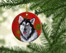 Load image into Gallery viewer, Alaskan Malamute Red Snowflakes Holiday Christmas Ceramic Ornament SC9492CO1