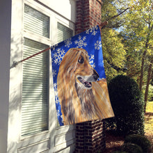 Load image into Gallery viewer, Afghan Hound Winter Snowflakes Holiday Flag Canvas House Size SC9499CHF