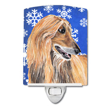 Load image into Gallery viewer, Afghan Hound Winter Snowflakes Holiday Ceramic Night Light SC9499CNL