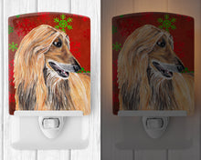 Load image into Gallery viewer, Afghan Hound Red Snowflakes Holiday Christmas  Ceramic Night Light SC9501CNL