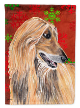 Load image into Gallery viewer, Afghan Hound Red Snowflakes Holiday Christmas  Garden Flag – Decorative Outdoor Yard Flag SC9501GF