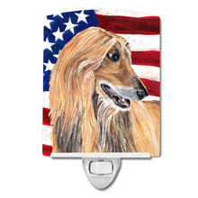 Load image into Gallery viewer, Afghan Hound USA Patriotic American Flag Ceramic Night Light SC9506CNL