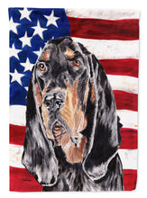 Load image into Gallery viewer, Coonhound Black and Tan USA American Flag Garden Flag – Decorative Outdoor Yard Flag