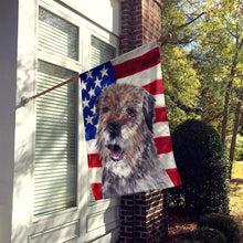 Load image into Gallery viewer, Border Terrier Mix USA American Flag Flag Canvas House Size