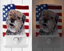 Load image into Gallery viewer, Border Terrier with American Flag Ceramic Night Light SC9515CNL