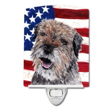 Load image into Gallery viewer, Border Terrier with American Flag Ceramic Night Light SC9515CNL
