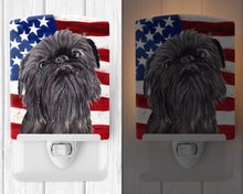Load image into Gallery viewer, Brussels Griffon with American Flag Ceramic Night Light SC9517CNL