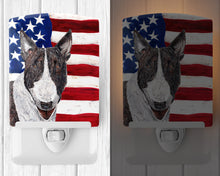 Load image into Gallery viewer, Bull Terrier with American Flag Ceramic Night Light SC9519CNL