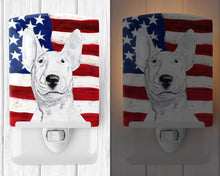 Load image into Gallery viewer, Bull Terrier with American Flag Ceramic Night Light SC9520CNL