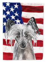 Load image into Gallery viewer, Chinese Crested USA American Flag Flag Canvas House Size