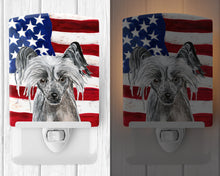 Load image into Gallery viewer, Chinese Crested with American Flag Ceramic Night Light SC9522CNL