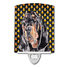 Load image into Gallery viewer, Black and Tan Coonhound  Candy Corn Halloween Ceramic Night Light SC9525CNL