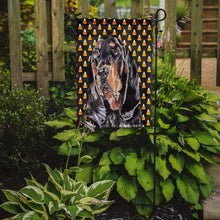 Load image into Gallery viewer, Coonhound Halloween Candy Corn Garden Flag – Decorative Outdoor Yard Flag