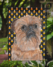 Load image into Gallery viewer, Brussels Griffon Halloween Candy Corn Garden Flag – Decorative Outdoor Yard Flag