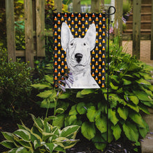 Load image into Gallery viewer, Bull Terrier Halloween Candy Corn Garden Flag – Decorative Outdoor Yard Flag