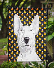 Load image into Gallery viewer, Bull Terrier Halloween Candy Corn Garden Flag – Decorative Outdoor Yard Flag