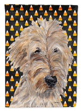 Load image into Gallery viewer, Goldendoodle Halloween Candy Corn Flag Canvas House Size