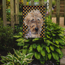 Load image into Gallery viewer, Goldendoodle Halloween Candy Corn Garden Flag – Decorative Outdoor Yard Flag