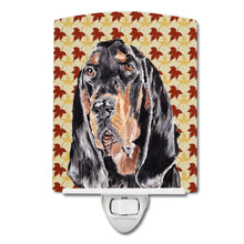 Load image into Gallery viewer, Black and Tan Coonhound Fall Leaves Ceramic Night Light SC9539CNL