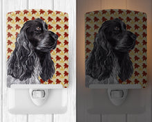 Load image into Gallery viewer, Black Cocker Spaniel Fall Leaves Ceramic Night Light SC9540CNL