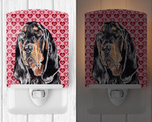 Load image into Gallery viewer, Black and Tan Coonhound Hearts and Love Ceramic Night Light SC9553CNL