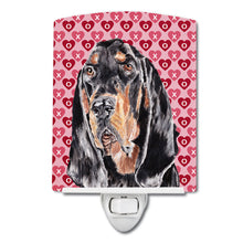 Load image into Gallery viewer, Black and Tan Coonhound Hearts and Love Ceramic Night Light SC9553CNL