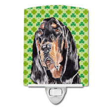 Load image into Gallery viewer, Black and Tan Coonhound Lucky Shamrock St. Patrick's Day Ceramic Night Light SC9567CNL