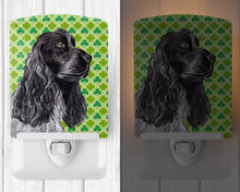 Load image into Gallery viewer, Black Cocker Spaniel Lucky Shamrock St. Patrick's Day Ceramic Night Light SC9568CNL