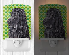 Load image into Gallery viewer, Black Cocker Spaniel Lucky Shamrock St. Patrick's Day Ceramic Night Light SC9569CNL