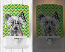 Load image into Gallery viewer, Chinese Crested Lucky Shamrock St. Patrick's Day Ceramic Night Light SC9578CNL