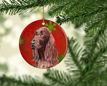 Load image into Gallery viewer, Irish Setter Red Snowflakes Holiday Ornament - Round Ceramic Ornament – Artist-Designed Keepsake Decoration SC9580CO1