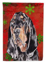 Load image into Gallery viewer, Coonhound Red Snowflake Christmas Garden Flag – Decorative Outdoor Yard Flag