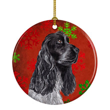 Load image into Gallery viewer, Black Cocker Spaniel Red Snowflakes Holiday Ornament - Round Ceramic Ornament – Artist-Designed Keepsake Decoration SC9582CO1