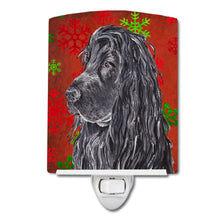 Load image into Gallery viewer, Black Cocker Spaniel Red Snowflakes Holiday Ceramic Night Light SC9583CNL