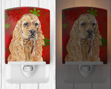 Load image into Gallery viewer, Buff Cocker Spaniel Red Snowflakes Holiday Ceramic Night Light SC9584CNL