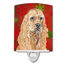 Load image into Gallery viewer, Buff Cocker Spaniel Red Snowflakes Holiday Ceramic Night Light SC9584CNL