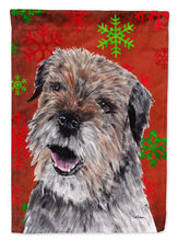 Load image into Gallery viewer, Border Terrier Red Snowflake Christmas Flag Canvas House Size