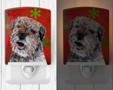 Load image into Gallery viewer, Border Terrier Red Snowflakes Holiday Ceramic Night Light SC9585CNL