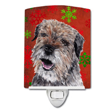 Load image into Gallery viewer, Border Terrier Red Snowflakes Holiday Ceramic Night Light SC9585CNL