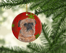 Load image into Gallery viewer, Brussels Griffon Red Snowflakes Holiday Ornament - Round Ceramic Ornament – Artist-Designed Keepsake Decoration SC9586CO1