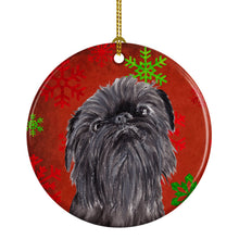 Load image into Gallery viewer, Brussels Griffon Red Snowflakes Holiday Ornament - Round Ceramic Ornament – Artist-Designed Keepsake Decoration SC9587CO1