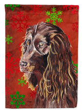 Load image into Gallery viewer, Boykin Spaniel Red Snowflake Christmas Flag Canvas House Size