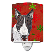 Load image into Gallery viewer, Bull Terrier Red Snowflakes Holiday Ceramic Night Light SC9589CNL