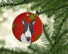 Load image into Gallery viewer, Bull Terrier Red Snowflakes Holiday Ceramic Ornament SC9589CO1