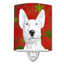 Load image into Gallery viewer, Bull Terrier Red Snowflakes Holiday Ceramic Night Light SC9590CNL